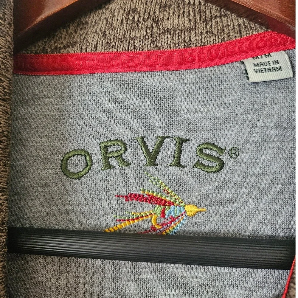 Orvis Sweater Fleece Vest Brown Medium Full Zip Outdoor Gorpcore Hiking Layering